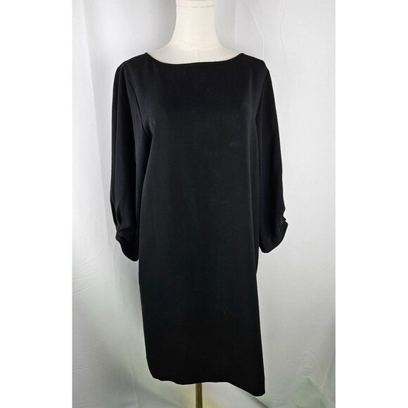Lafayette 148 NY Wynona Finesse Crepe Dress Medium Pockets Black Minimalism - Picture 2 of 10